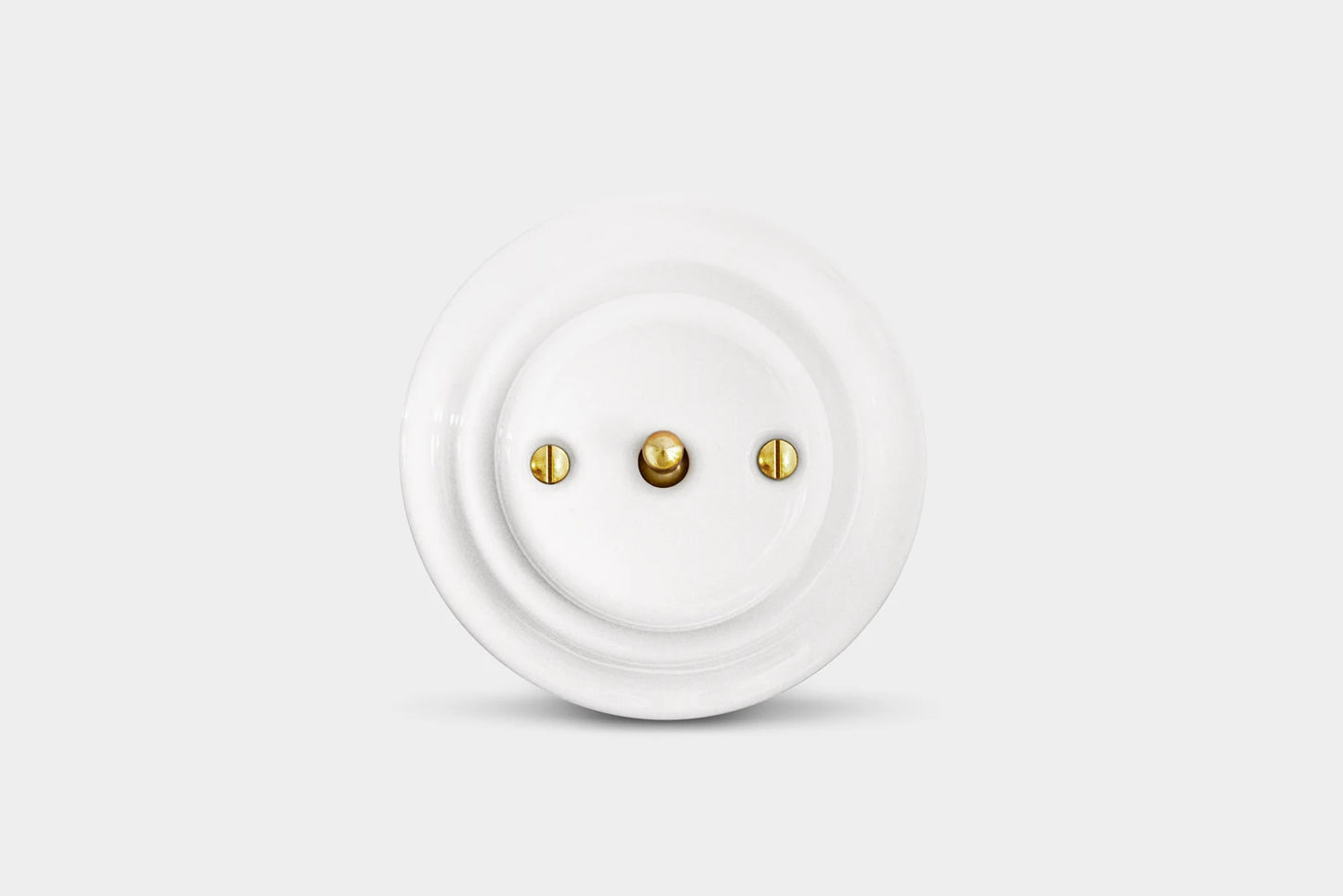 Hebelschalter 01 Weiss aus Porzellan - Gold mit Rahmen
