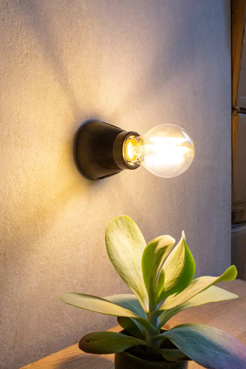 Lampenfassung 01 Wandlampe Retro Porzellan schwarz