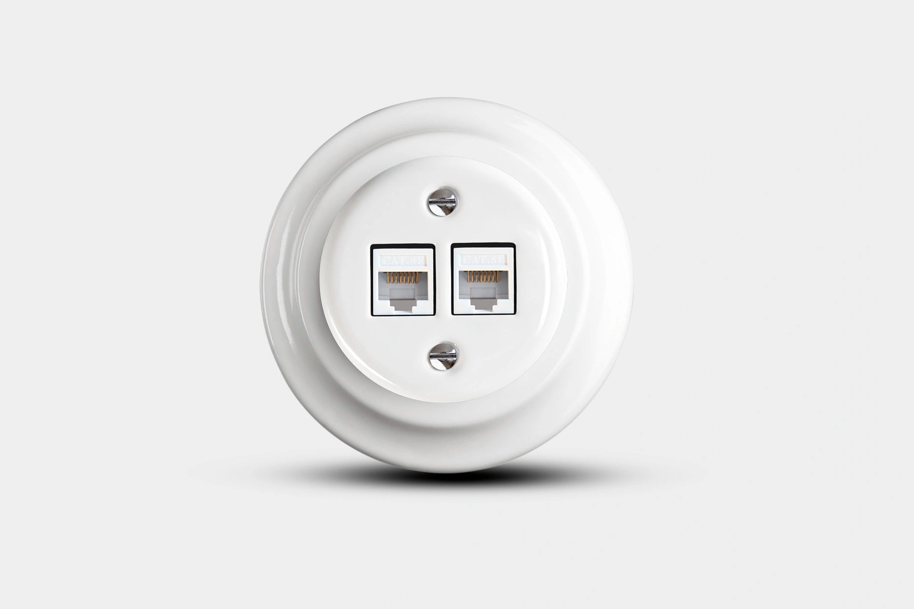 Ethernet 01 CAT5 rund Porzellan weiss mit Rahmen stiik