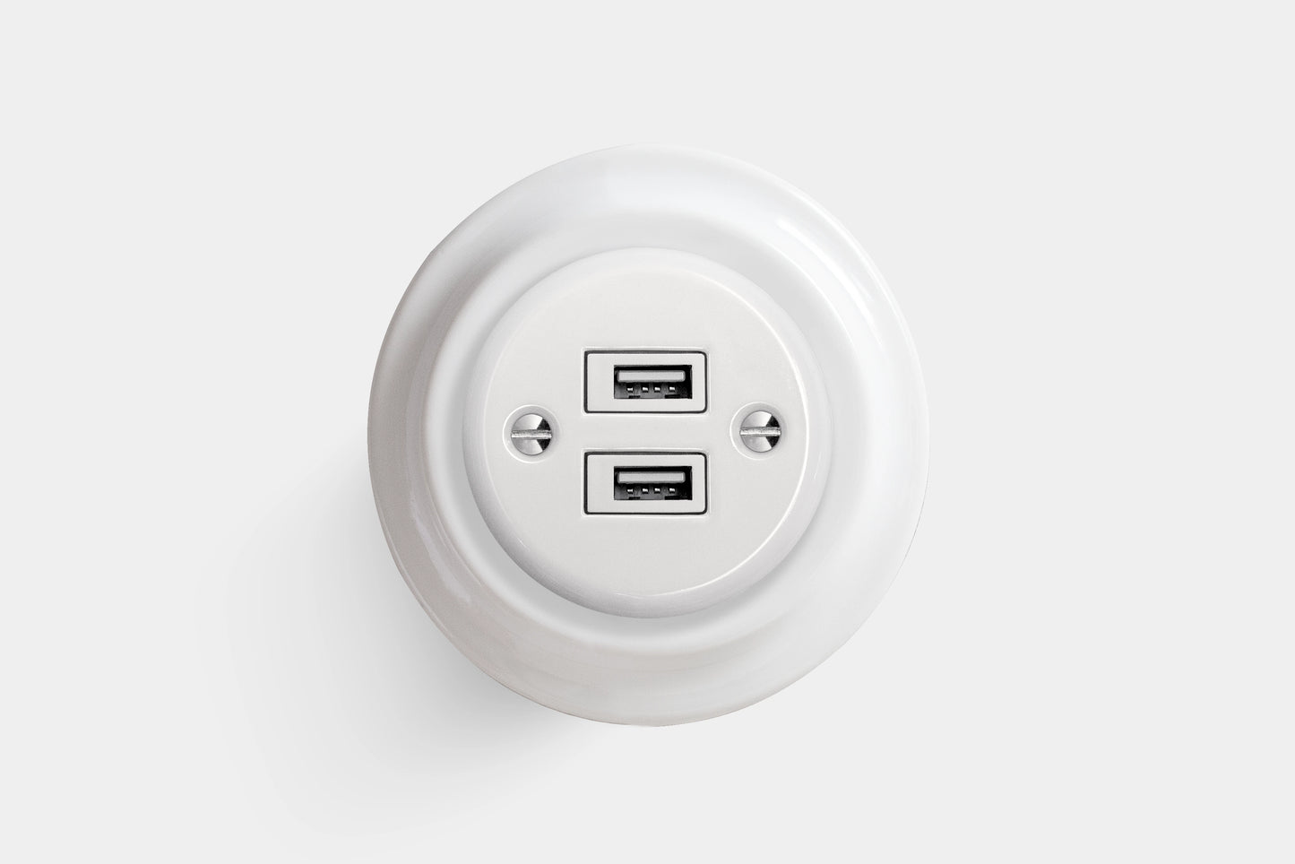 USB-A/ USB-C Dose aus Porzellan in Weiss